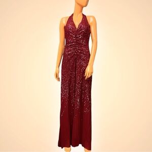 BCBGMaxAzria Sequined Halter Gown